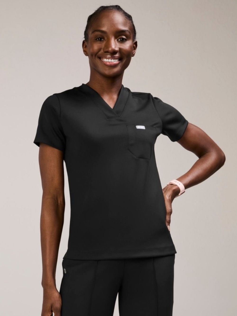 FIGS Black Sona FORMx Slim V-Neck Scrub Top Size Medium